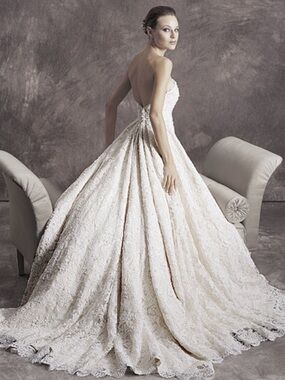 Tomasina Ivory Lace Strapless Ball Gown Wedding Dress